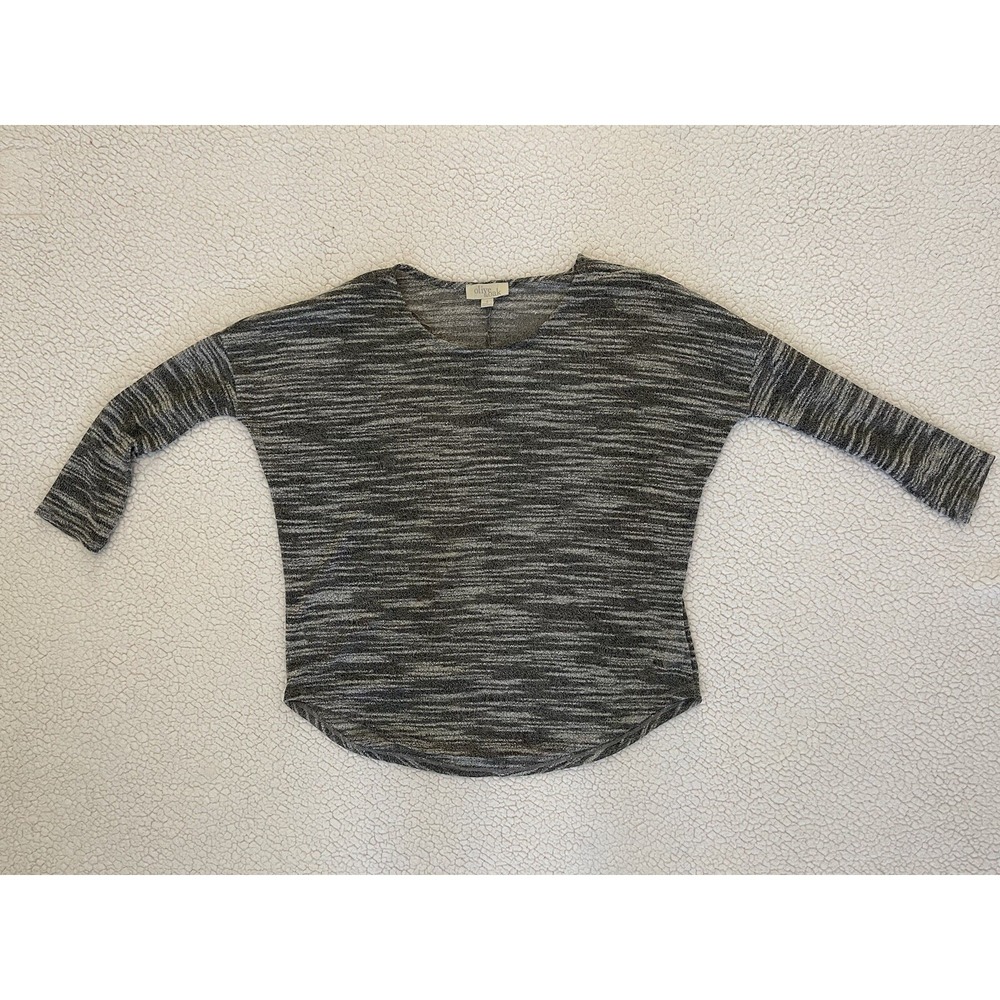 Olive & Oak Womens Space Dye Knit Dolman Sleeve Top Grey White Size S
